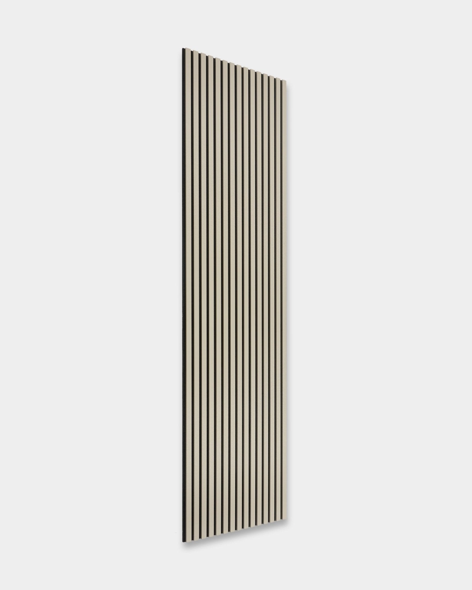 Hue | Akupanel / Stone fra WoodUpp: høy, rektangulær akustisk spileveggpanel, vertical black og hvite striper, 240x60 cm, i nordisk minimalistisk design.