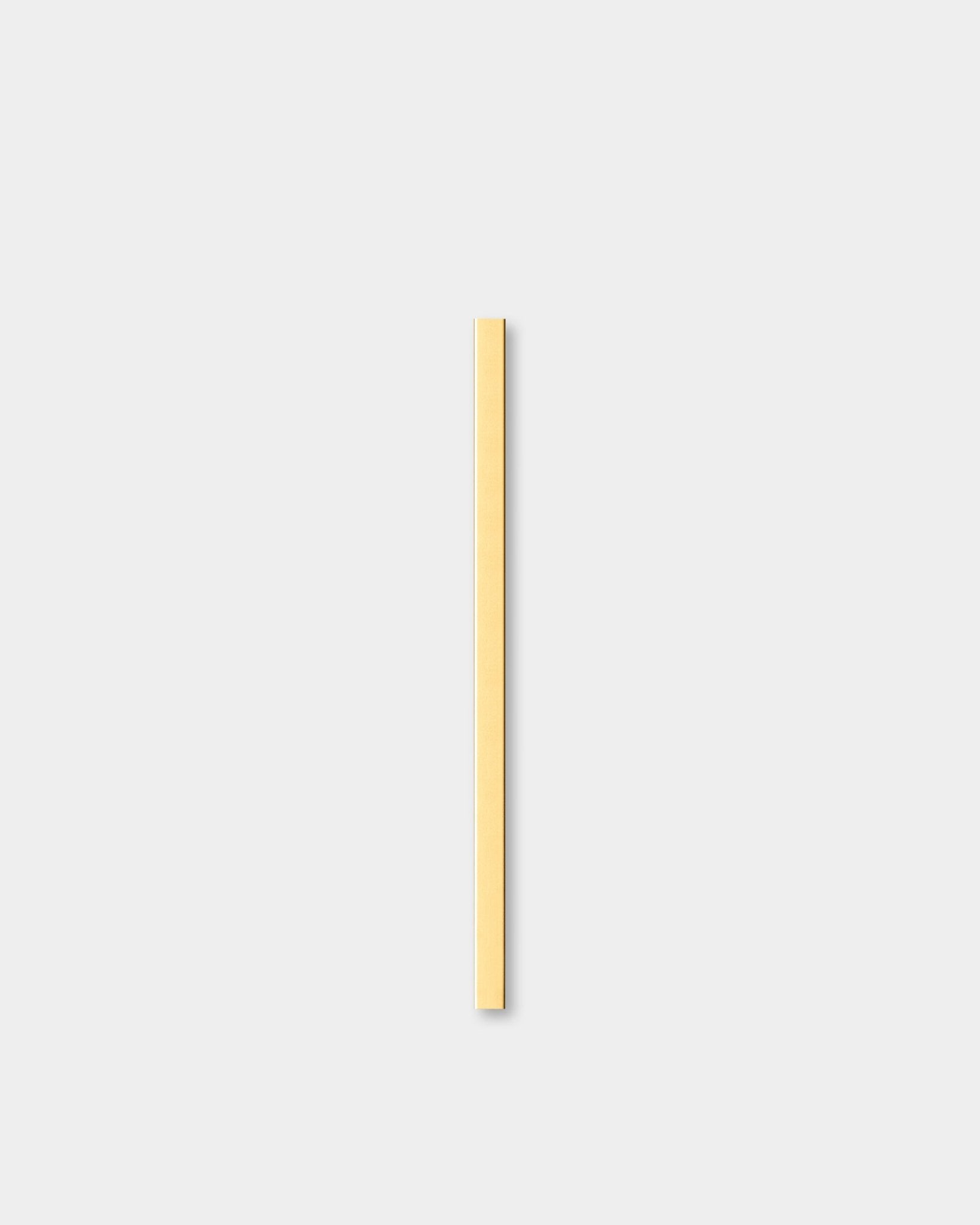 Liva | Cover i brass, 60 cm fra WoodUpp, en Akustikkpanel, står vertikalt mot en lys grå bakgrunn ved siden av dekorativ vegglist.