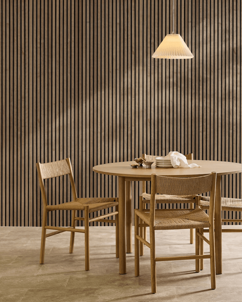 Akupanel | Akustikkpanel / Naturlig tre, valnøtt, svart filt, 240 x 60 cm 