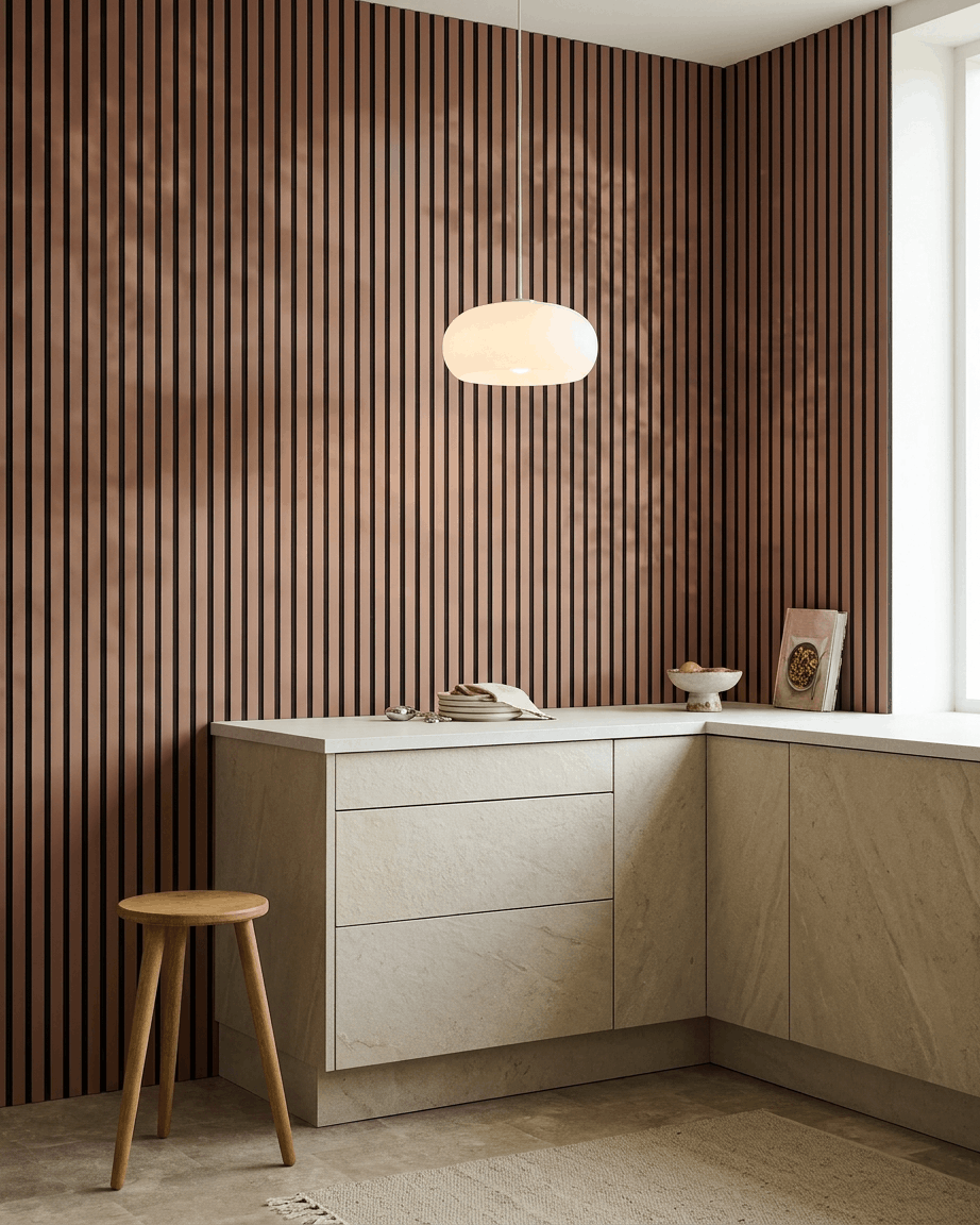Akupanel | Akustikkpanel / Farget, leire, svart filt, 240 x 60 cm 