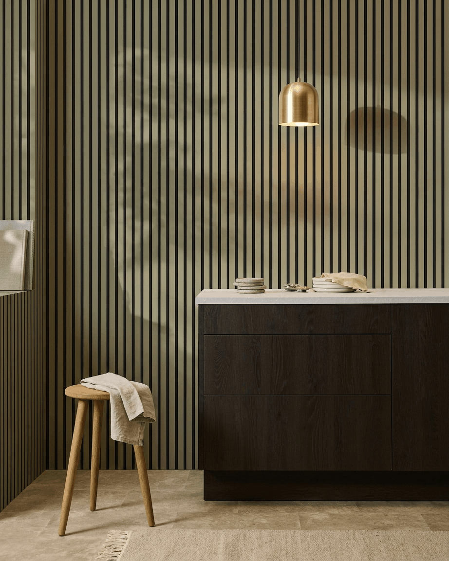Akupanel | Akustikkpanel / Farget, mose, svart filt, 240 x 60 cm 