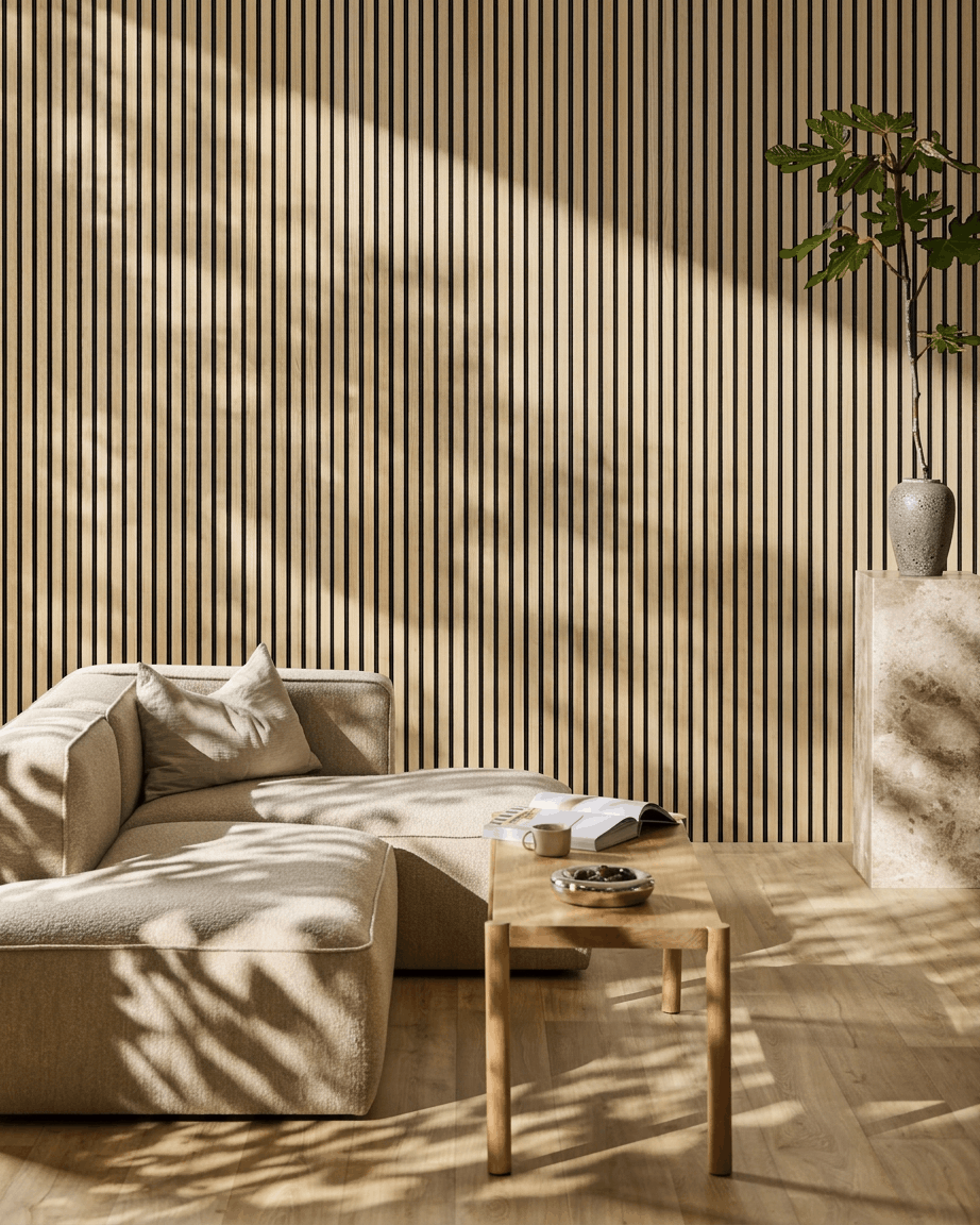 Akupanel | Akustikkpanel / Natural Wood, Classic Oak, Black Felt, 60 x 240 cm 