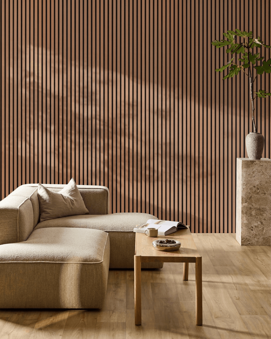 Akupanel | Akustikkpanel / Farget, leire, svart filt, 240 x 60 cm 