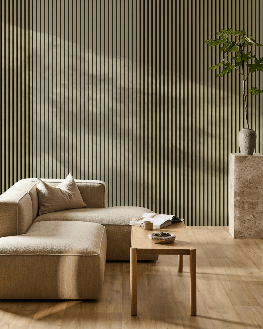 Akupanel | Akustikkpanel / Farget, mose, svart filt, 240 x 60 cm 