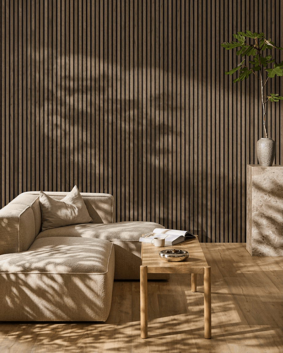 Akupanel | Akustikkpanel / Natural Wood, Rustic Grey Oak, Black Felt, 60 x 240 cm 